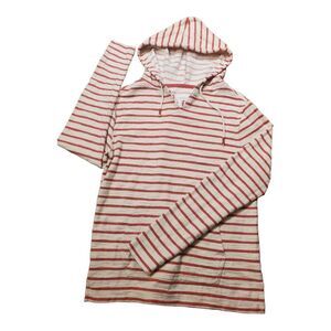Aeropostale 100% Cotton Long Sleeve Red And Cream Striped Hooded Top Size S